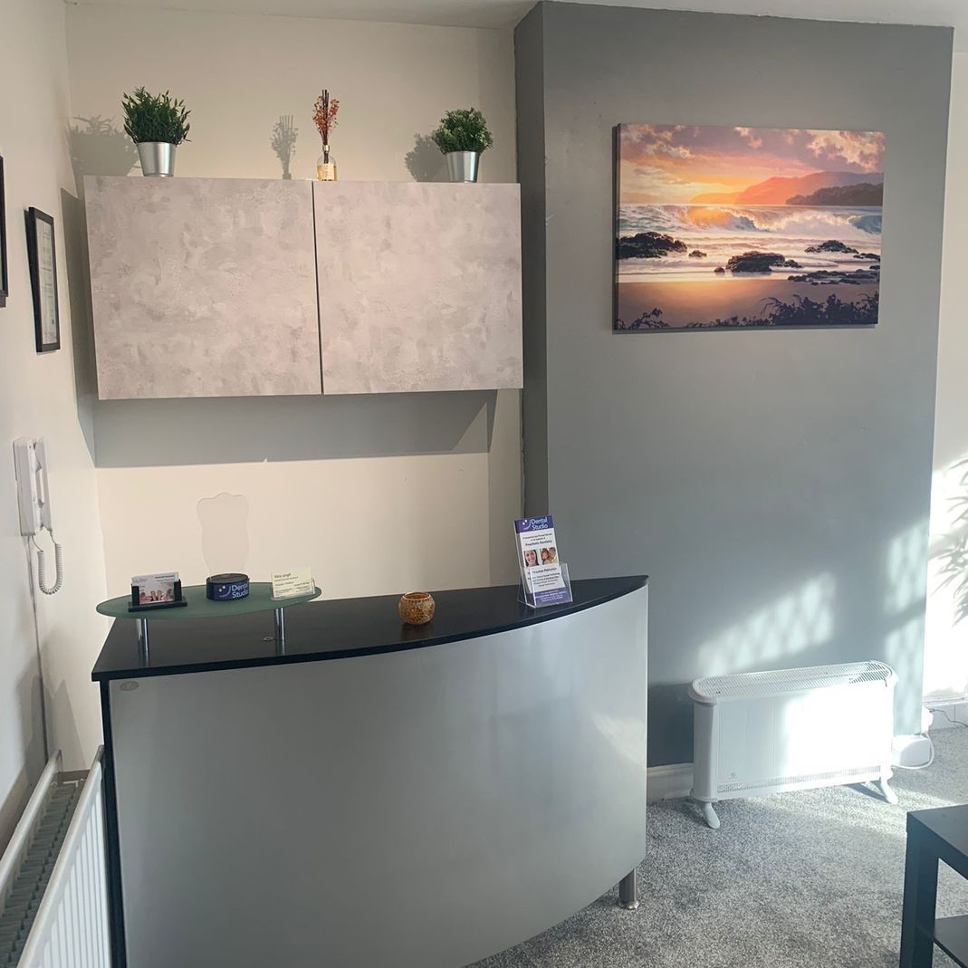 Protrait orientation of photograph of Walkinstown Dental Studio's reception desk